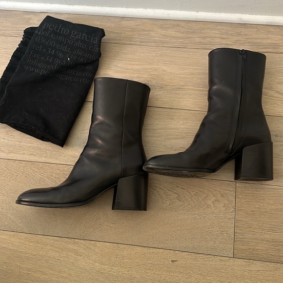 PEDRO GARCIA “Marise” black leather boot block heel calf round toe 39.5 - Picture 8 of 10